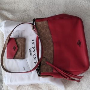 New with tags!! Coach Signature Red Bag with wallet